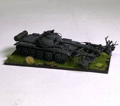 T-62 with mine roller